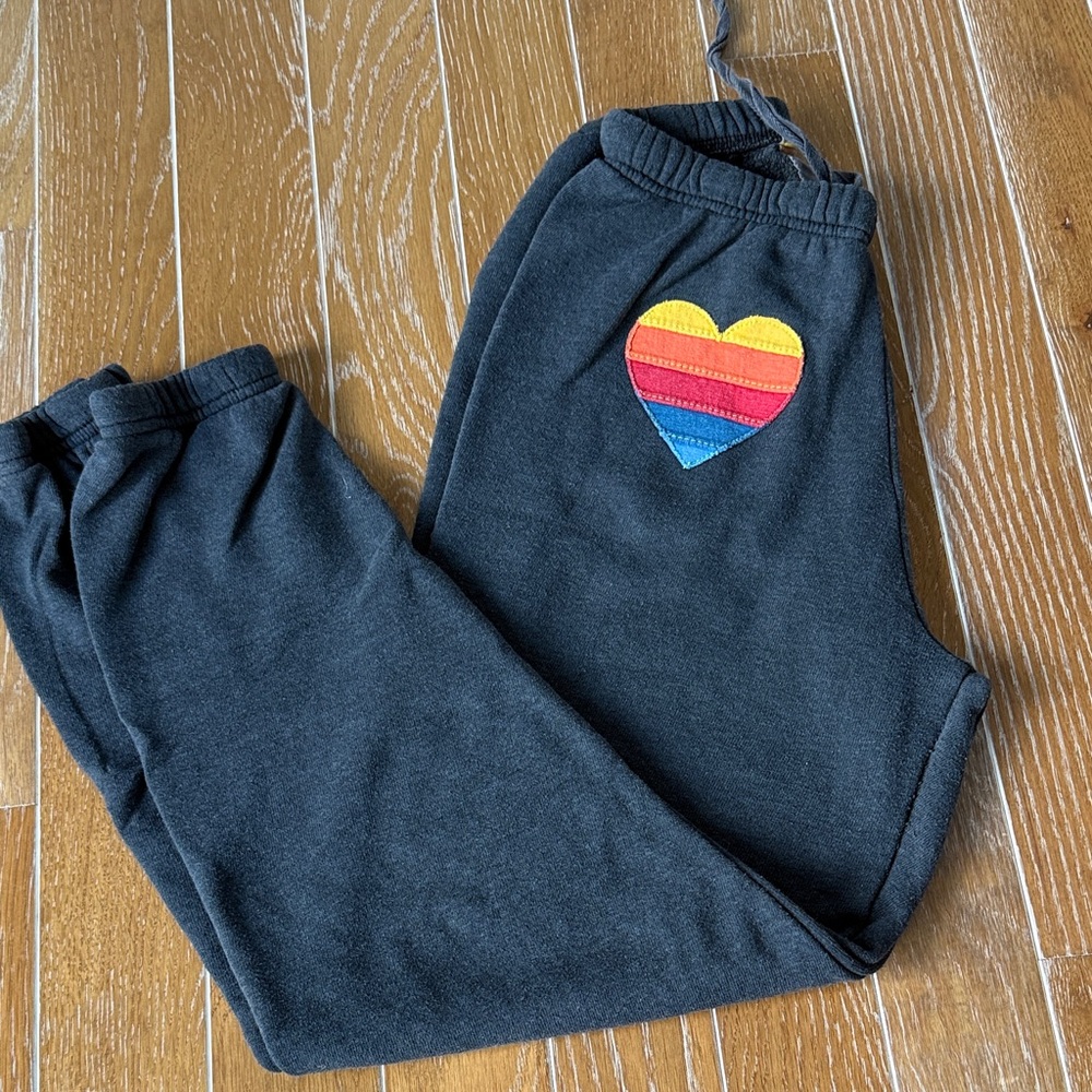 Great condition Aviator Nation Charcoal 5 stripe heart sweatpants size XS